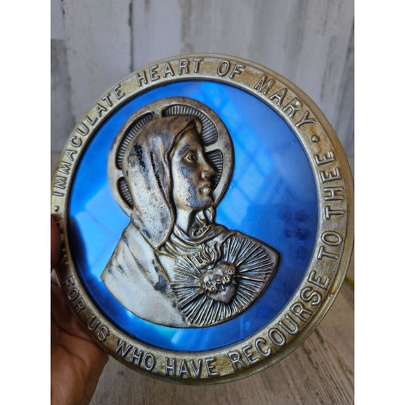 Hanging Mary heart religious decor immaculate vintage - Picture 4 of 5